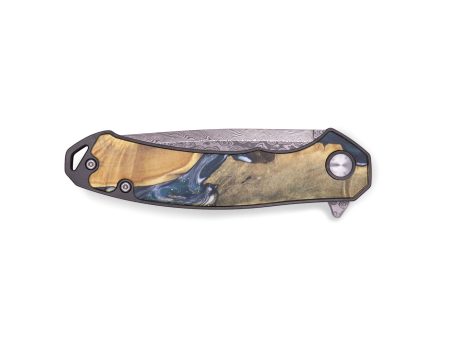 EDC Wood+Resin Pocket Knife - Adelyn (Teal & Gold, 715883) Online Sale