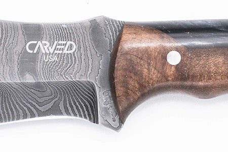 Carved Damascus Hunting Knife #10555 on Sale