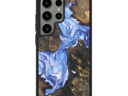 Galaxy S24 Ultra Wood+Resin Phone Case - Shelby (Blue, 715510) For Sale