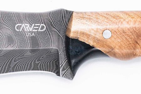 Carved Damascus Hunting Knife #10569 Cheap