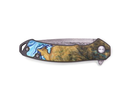 EDC Wood+Resin Pocket Knife - Alexus (Blue, 713565) For Cheap