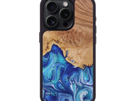 iPhone 15 Pro Wood+Resin Phone Case - Autumn (Blue, 715057) Sale