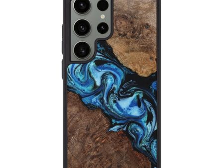 Galaxy S24 Ultra Wood+Resin Phone Case - Traci (Blue, 714021) For Cheap