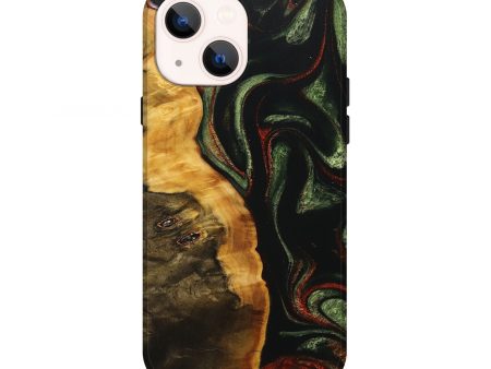 iPhone 13 Wood+Resin Live Edge Phone Case - Reid (Green, 713034) Cheap