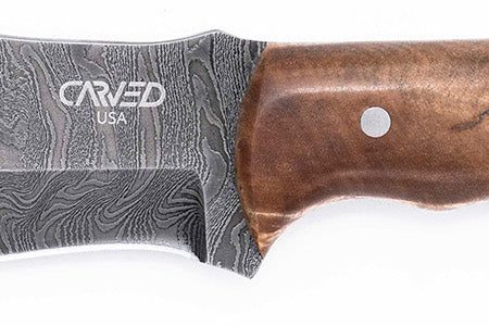 Carved Damascus Hunting Knife #10570 Online Sale