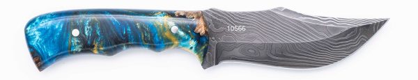 Carved Damascus Hunting Knife #10566 Discount