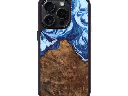 iPhone 15 Pro Wood+Resin Phone Case - Sherri (Blue, 714028) Cheap