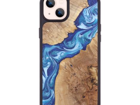 iPhone 14 Plus Wood+Resin Phone Case - Gerald (Blue, 715538) Sale