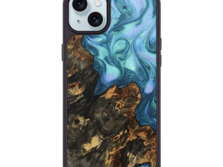 iPhone 15 Plus Wood+Resin Phone Case - Regina (Blue, 716031) Discount