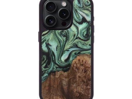 iPhone 15 Pro Wood+Resin Phone Case - Rafael (Green, 716045) For Discount