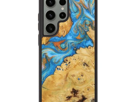 Galaxy S23 Ultra Wood+Resin Phone Case - Allyson (Teal & Gold, 715717) Online