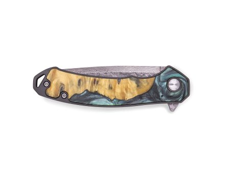 EDC Wood+Resin Pocket Knife - Angelique (Green, 713264) For Sale