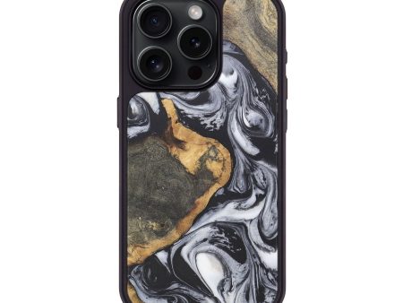 iPhone 15 Pro Wood+Resin Phone Case - Arlene (Black & White, 715500) on Sale