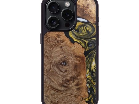 iPhone 15 Pro Wood+Resin Phone Case - Branden (Black & White, 715236) Cheap