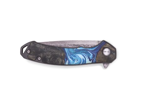 EDC Wood+Resin Pocket Knife - Andrew (Blue, 714954) For Discount