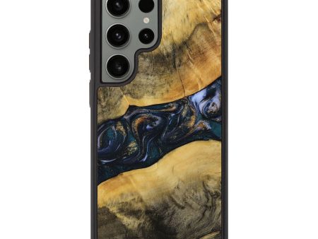 Galaxy S23 Ultra Wood+Resin Phone Case - Zaiden (Teal & Gold, 712970) Online Sale