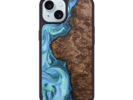 iPhone 15 Wood+Resin Phone Case - Zaiden (Blue, 716035) Online Sale