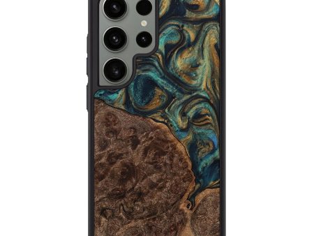 Galaxy S24 Ultra Wood+Resin Phone Case - Carlton (Teal & Gold, 712694) Online