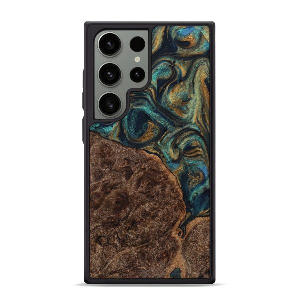 Galaxy S24 Ultra Wood+Resin Phone Case - Carlton (Teal & Gold, 712694) Online