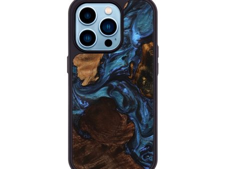 iPhone 14 Pro Wood+Resin Phone Case - Alondra (Blue, 712617) Hot on Sale