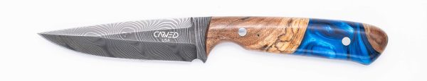 Carved Damascus Field Knife #20613 Online now