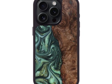 iPhone 15 Pro Wood+Resin Phone Case - Andy (Green, 712066) on Sale