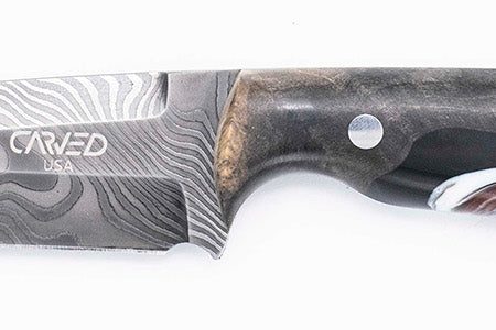 Carved Damascus Field Knife #20623 Discount