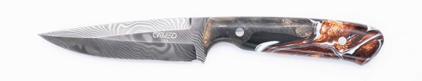 Carved Damascus Field Knife #20623 Discount