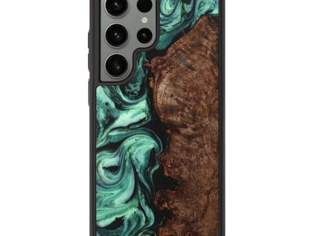 Galaxy S23 Ultra Wood+Resin Phone Case - Franklin (Green, 711743) For Cheap