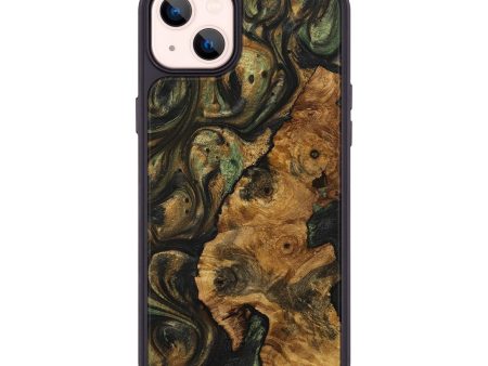 iPhone 14 Plus Wood+Resin Phone Case - Esmeralda (Green, 712463) For Sale