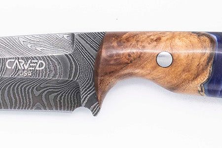 Carved Damascus Field Knife #20686 Supply