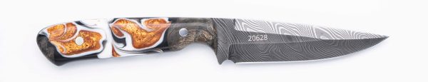 Carved Damascus Field Knife #20628 For Sale