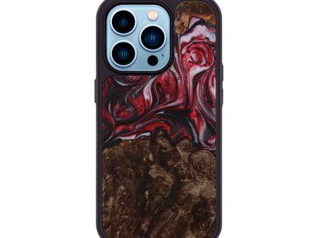 iPhone 14 Pro Wood+Resin Phone Case - Angelica (Red, 713087) For Cheap