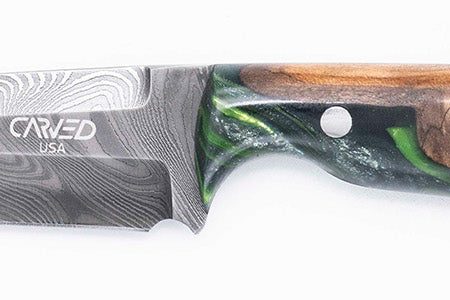 Carved Damascus Field Knife #20619 For Sale