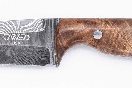 Carved Damascus Field Knife #20635 on Sale