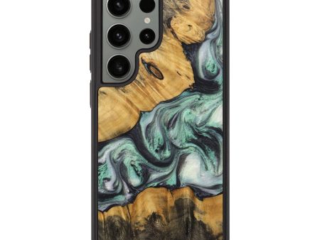 Galaxy S23 Ultra Wood+Resin Phone Case - Pauline (Green, 712182) For Sale