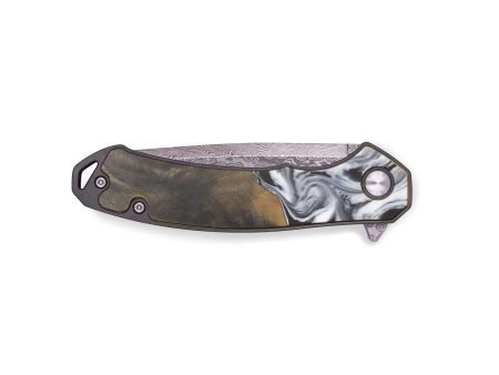 EDC Wood+Resin Pocket Knife - Abram (Black & White, 713586) on Sale