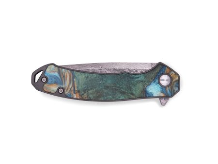 EDC Wood+Resin Pocket Knife - Alvin (Teal & Gold, 711950) Discount