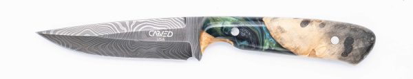 Carved Damascus Field Knife #20627 Online now