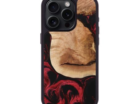 iPhone 15 Pro Wood+Resin Phone Case - Tanya (Red, 713184) For Cheap