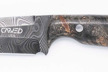 Carved Damascus Field Knife #20615 Online