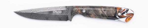 Carved Damascus Field Knife #20615 Online