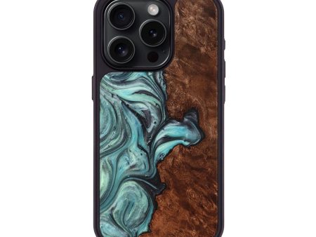 iPhone 15 Pro Wood+Resin Phone Case - Tommy (Blue, 710584) Cheap