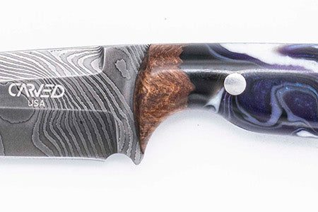 Carved Damascus Field Knife #20689 Discount