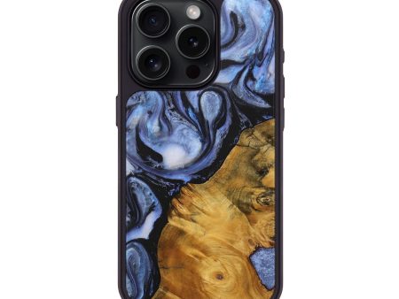 iPhone 15 Pro Wood+Resin Phone Case - Alexis (Blue, 712044) on Sale