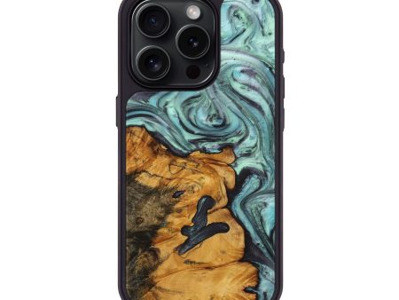 iPhone 15 Pro Wood+Resin Phone Case - Antoinette (Blue, 710592) Hot on Sale