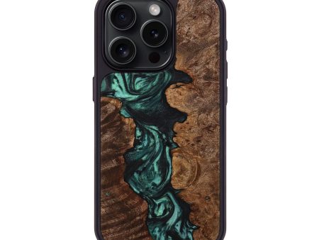 iPhone 15 Pro Wood+Resin Phone Case - Ariella (Green, 712458) on Sale