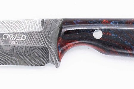 Carved Damascus Field Knife #20685 Discount