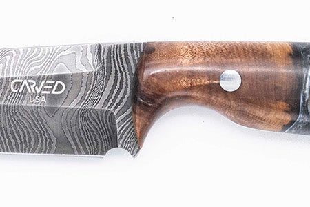 Carved Damascus Field Knife #20676 Sale