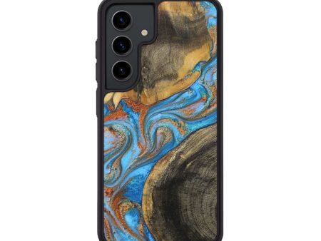 Galaxy S24 Wood+Resin Phone Case - Brian (Teal & Gold, 710662) Discount